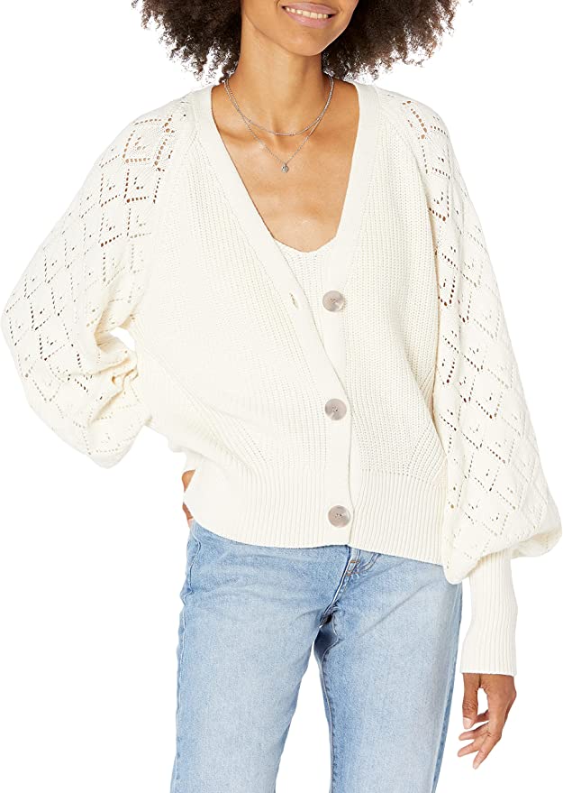 White knit cardigan 50 Tried and True Moms